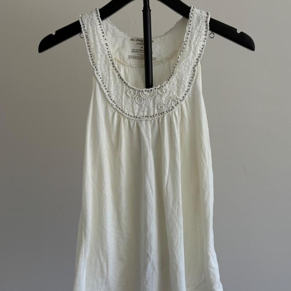 Y2K Old Navy cream top with beaded details